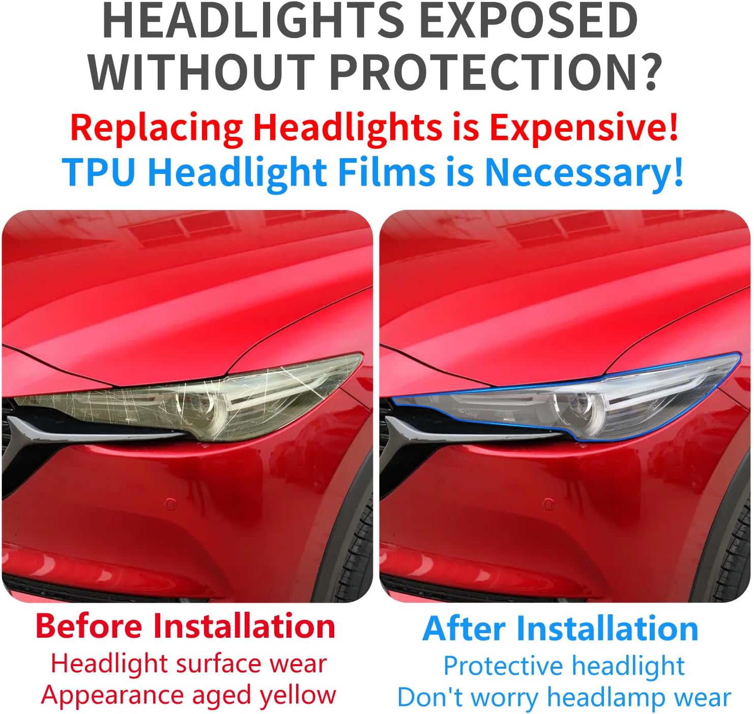 Película de protección de faros delanteros de automóvil para Mazda CX-5 2017 2018 2019 2020 2021 Accesorios para automóviles Lucency vinilo