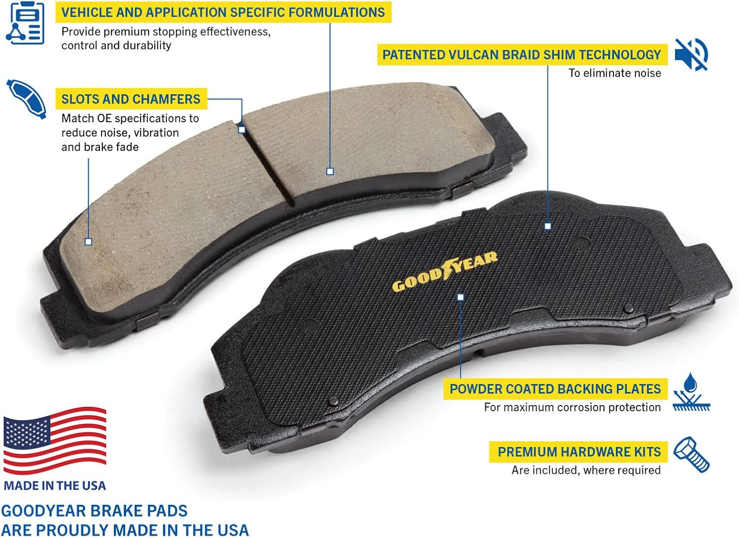 Goodyear Frenos GYD394  Pastillas de freno delanteras semimetálicas premium para Jaguar Vanden Plas 04-98, XJ12 96-95, XJ6 97-90, XJ8 1998, XJR