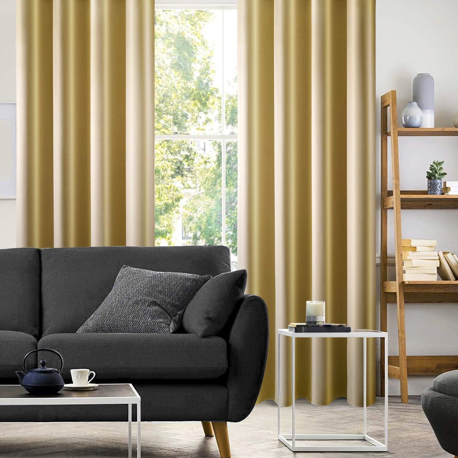 HOMEIDEAS 2paneles de cortina de seda sintética, cortinas opacas para dormitorio