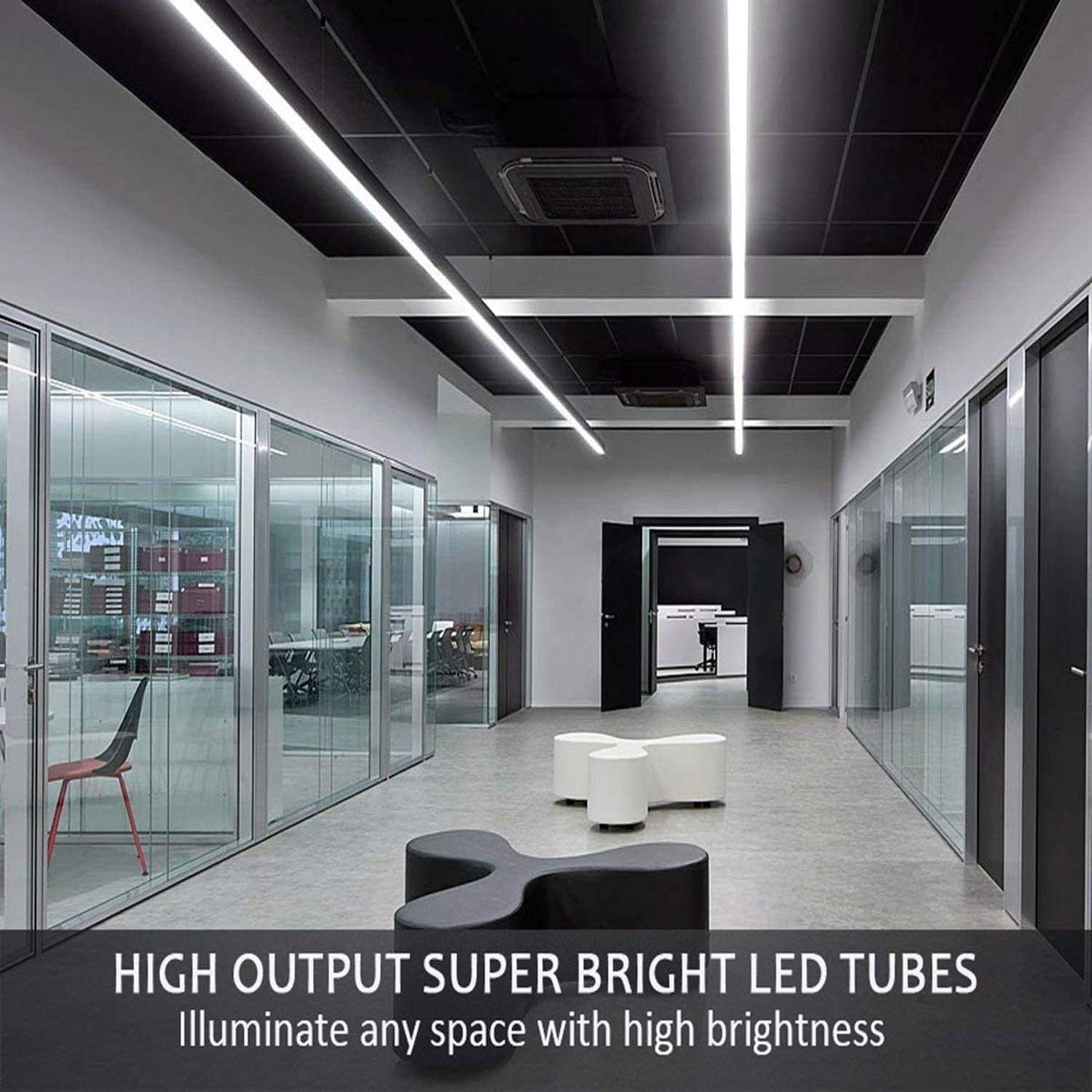 Paquete de 6 lámparas LED T8 de 4 pies y 24 W integradas, luz de tienda con interruptor de encendidoapagado, iluminación enlazable de utilidad, luz