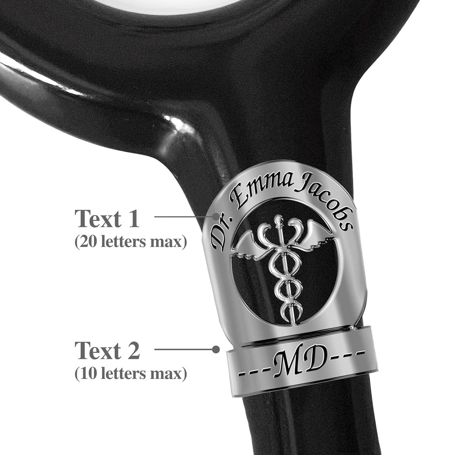 bellblow Stethoscope Charms Personalized, Custom ID Name Tag for Stethoscope, Engraved Stethoscope Name Tag EMT Medical Caduceus, Stethoscope Id