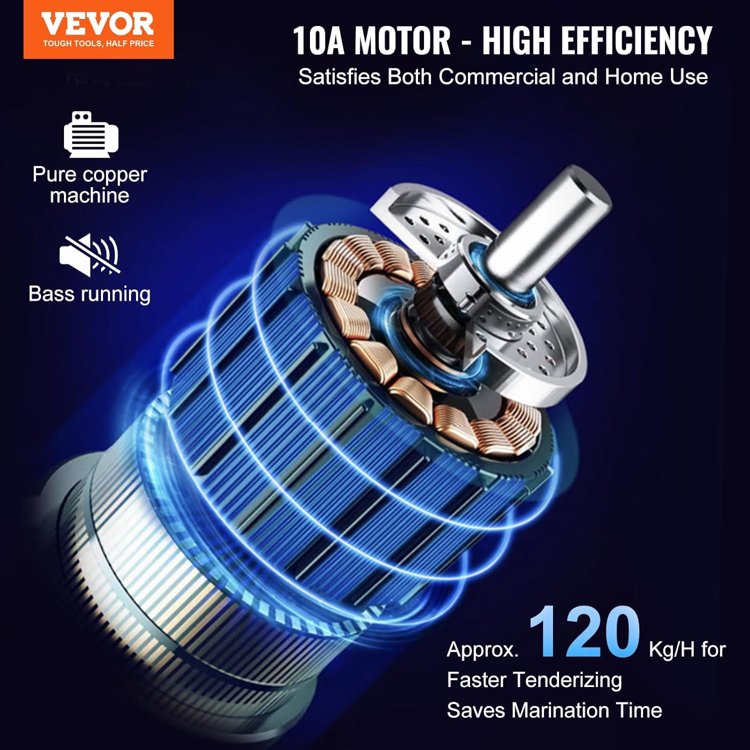 VEVOR Ablandador de carne comercial, herramienta de cocina de acero inoxidable resistente con asa, pinza para carne y cepillo de limpieza, máquina