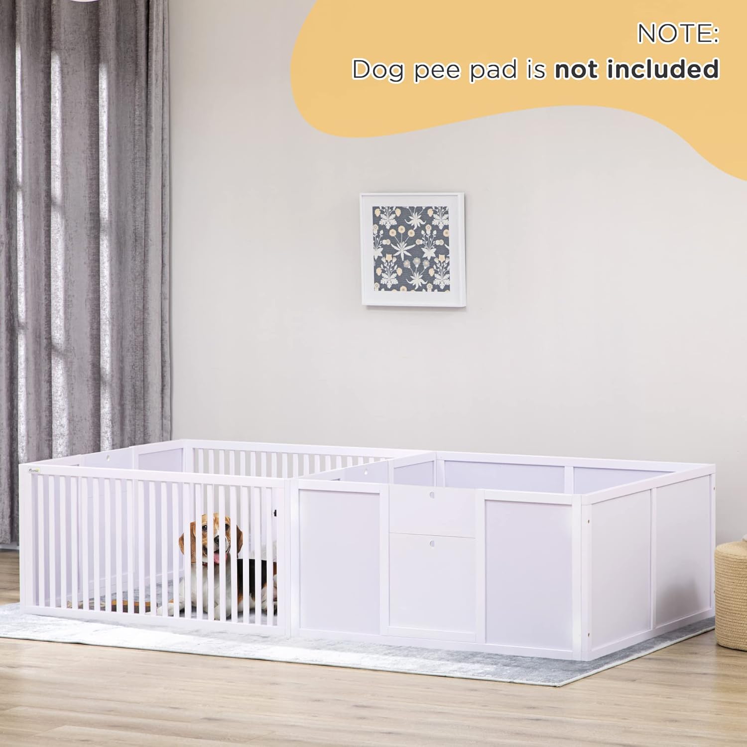 PawHut Caja de parto para perros construida para la comodidad de la madre, corral de parto para perros con puertas extraíbles, corral para cachorros