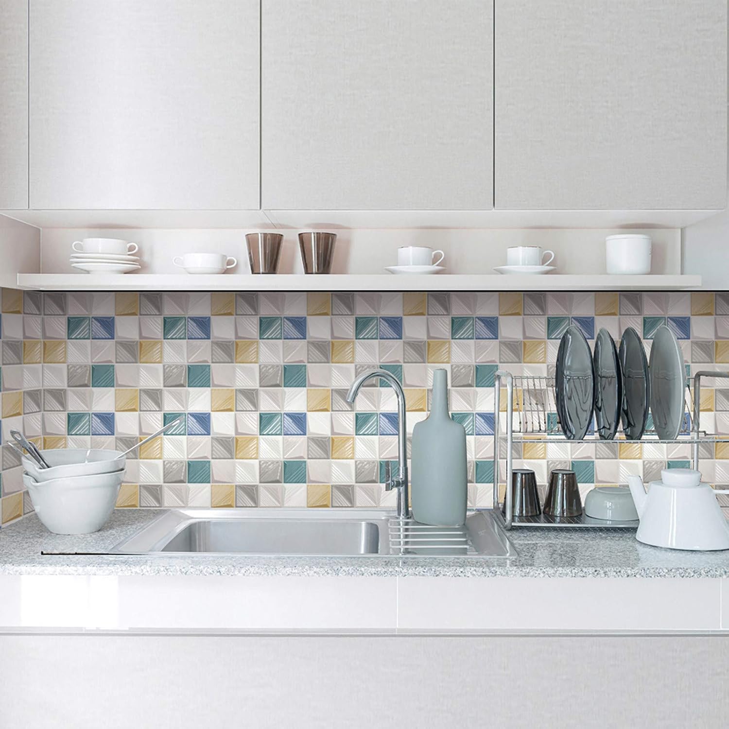 10 hojas de azulejos autoadhesivos para azulejos de cocina y baño, azulejos de pared para baño, cocina, azulejos de pared (4 x 4 pulgadas)