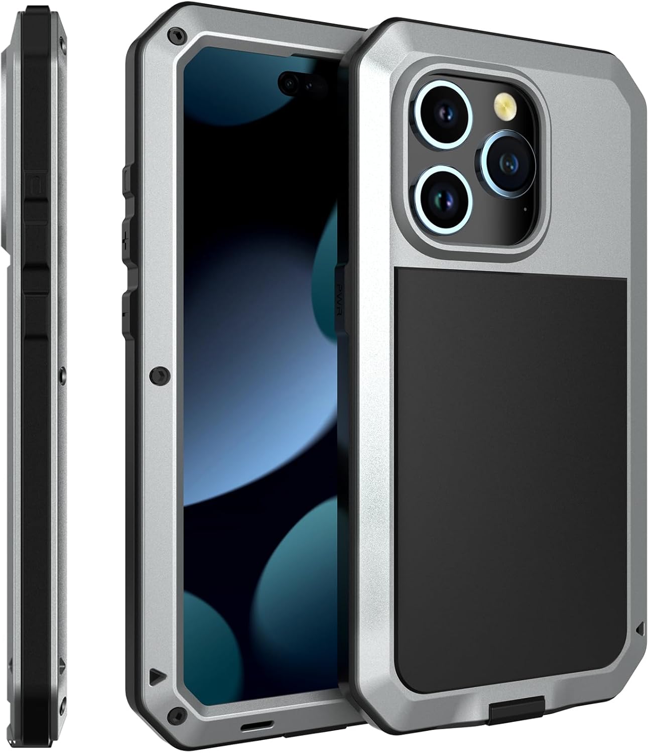 Marrkey Compatible con iPhone 15 Pro Max, funda protectora de cuerpo completo 360, resistente a los golpes Armadura resistente Funda de metal de