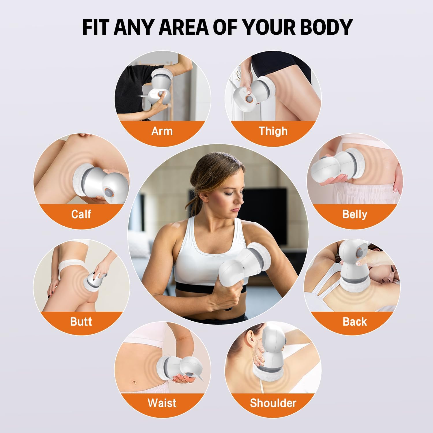 Caytraill Masajeador de celulitis mejorado, máquina para esculpir el cuerpo con 4 almohadillas lavables, masajeador de mano para vientre, piernas,