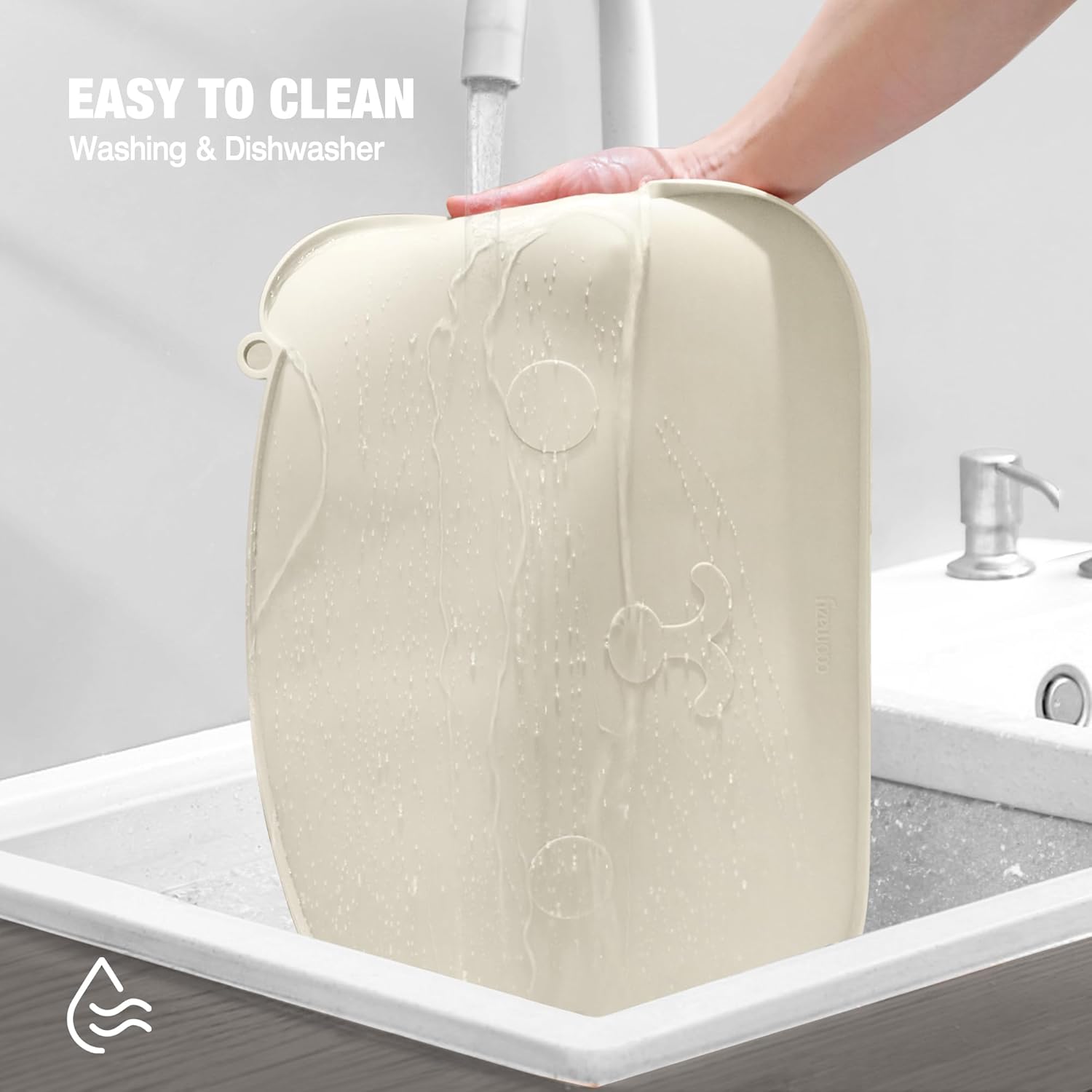 Coomazy Tapete de comida para perros y gatos, tapete de silicona para mascotas ampliado y grueso, borde elevado para evitar fugas de alimentos y