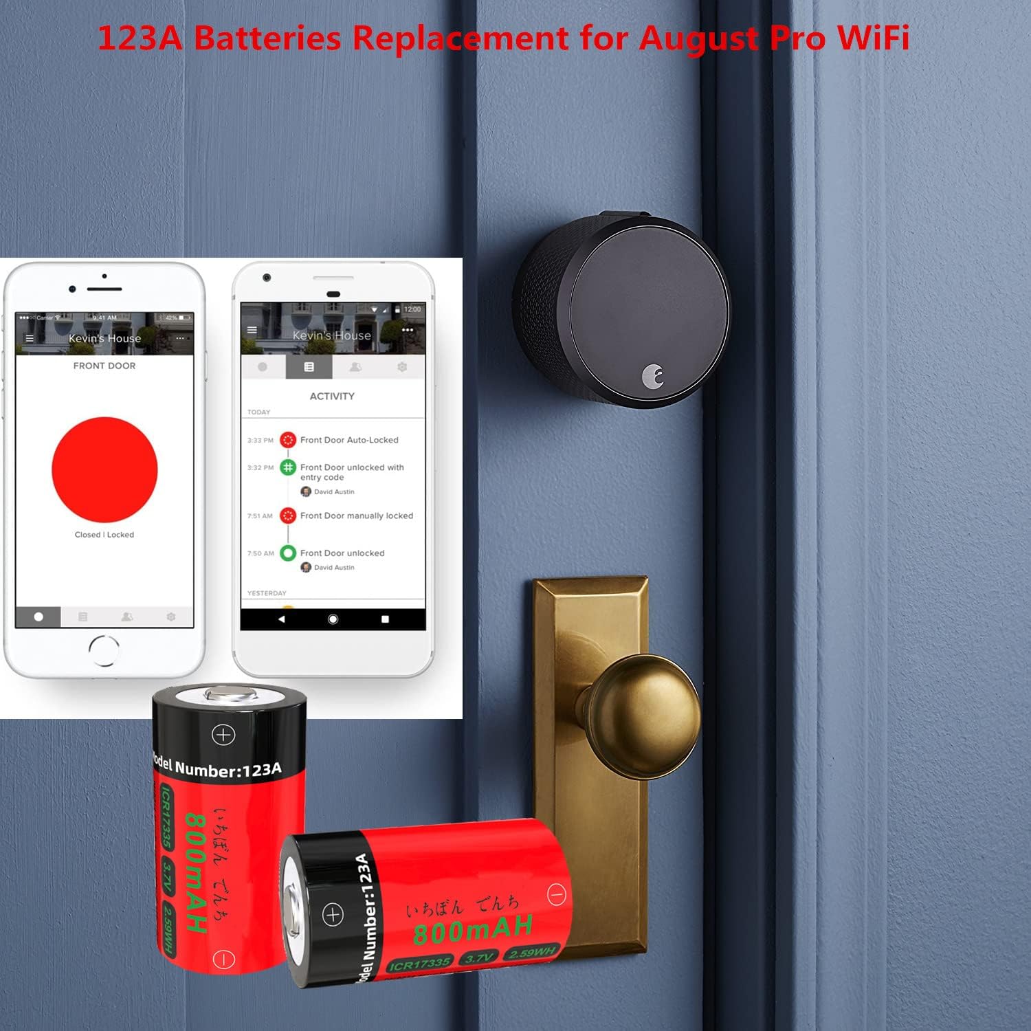 Paquete de 4 baterías de litio CR123A, Yofraro 3.7 V 800 mAh se pueden recargar baterías Arlo para cámaras Arlo VMS3130 VMC3030 VMK3200 VMS3330 3430