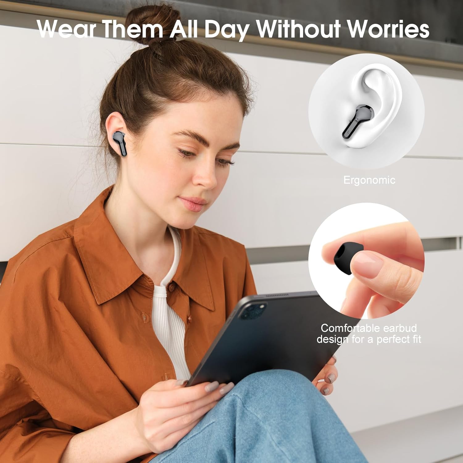 Auriculares inalámbricos 2024 Bluetooth 5.3, reproducción de 40 horas, auriculares estéreo de alta fidelidad con pantalla LED, auriculares con