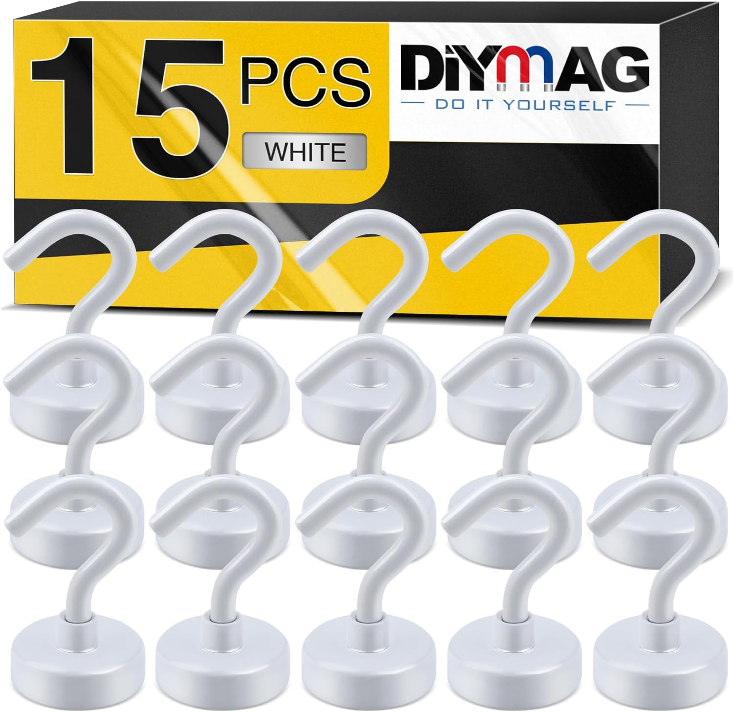 DIYMAG Ganchos magnéticos, 25 libras fuertes y resistentes, imanes de crucero en forma de S, para aula, refrigerador, colgar, cabañas, parrilla,