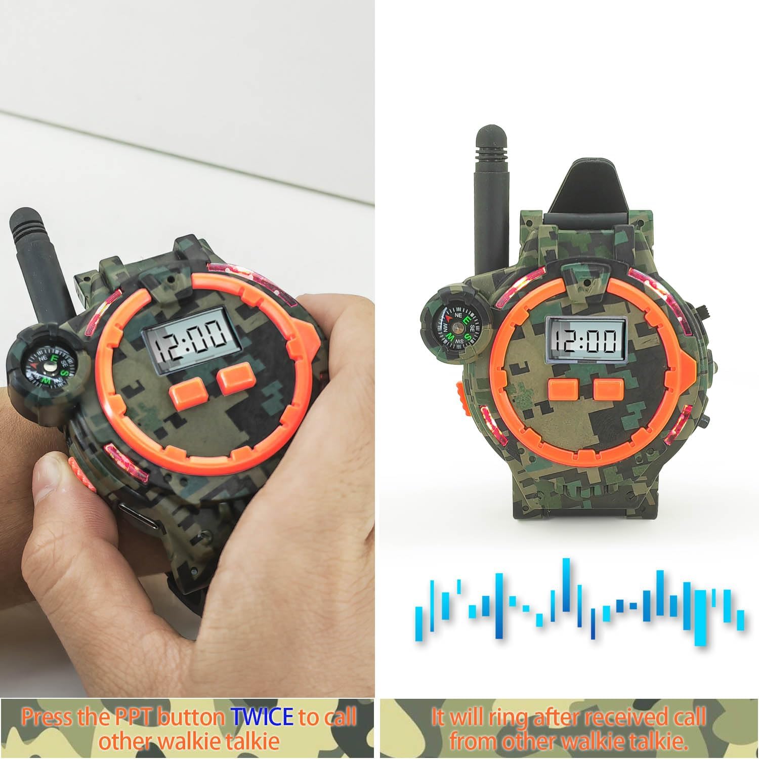 Walkie Talkies recargables para niños, radio Walky Talky con linterna para niños, juego al aire libre, interfono, regalos para niños y niñas (2