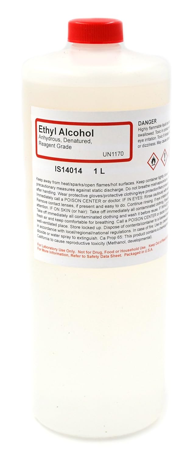 Innovating Science Alcohol etílico desnaturalizado de grado reactivo, anhidro, 100% alcohol, 1 litro, desnaturalizado con alcohol isopropílico y