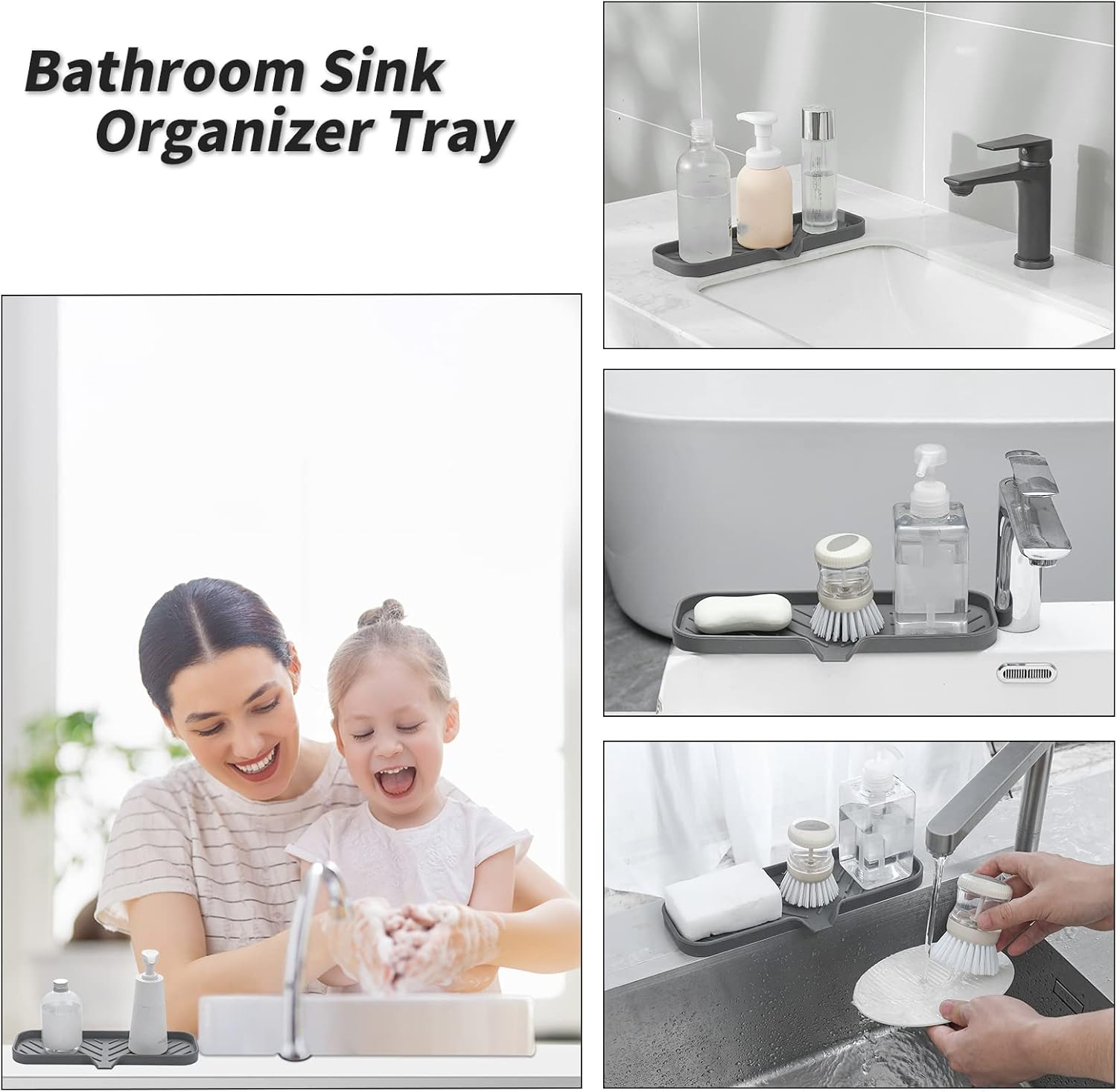MicoYang Jaboneras de baño de silicona con boquilla de drenaje, organizador de fregadero de baño y cocina, soporte para esponja, bandeja de jabón