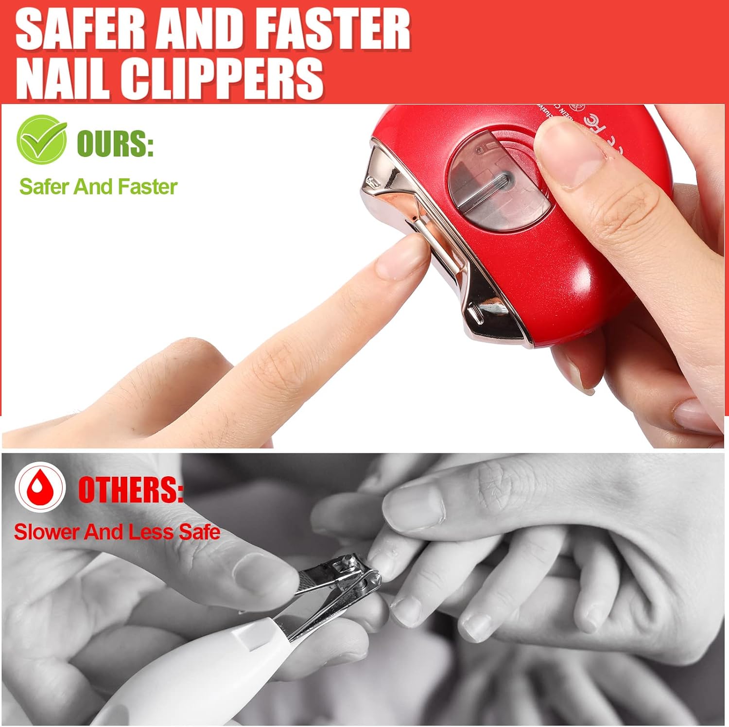 Minatee Cortaúñas automático, cortaúñas eléctrico, cortador de uñas de seguridad, tijeras de uñas, regalo para cuidadores, ancianos, adultos, niños,
