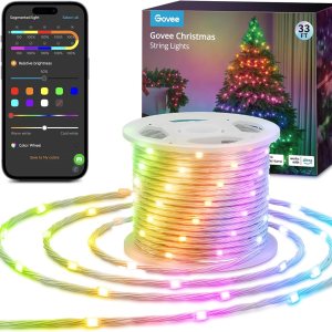 Govee Cadena de luces de 33 pies, luces inteligentes RGBIC para interiores con más de 99 modos de escena preestablecidos, luces LED de Navidad Govee Cadena de luces de 33 pies, luces inteligentes RGBIC para interiores con más de 99 modos de escena preestablecidos, luces LED de Navidad