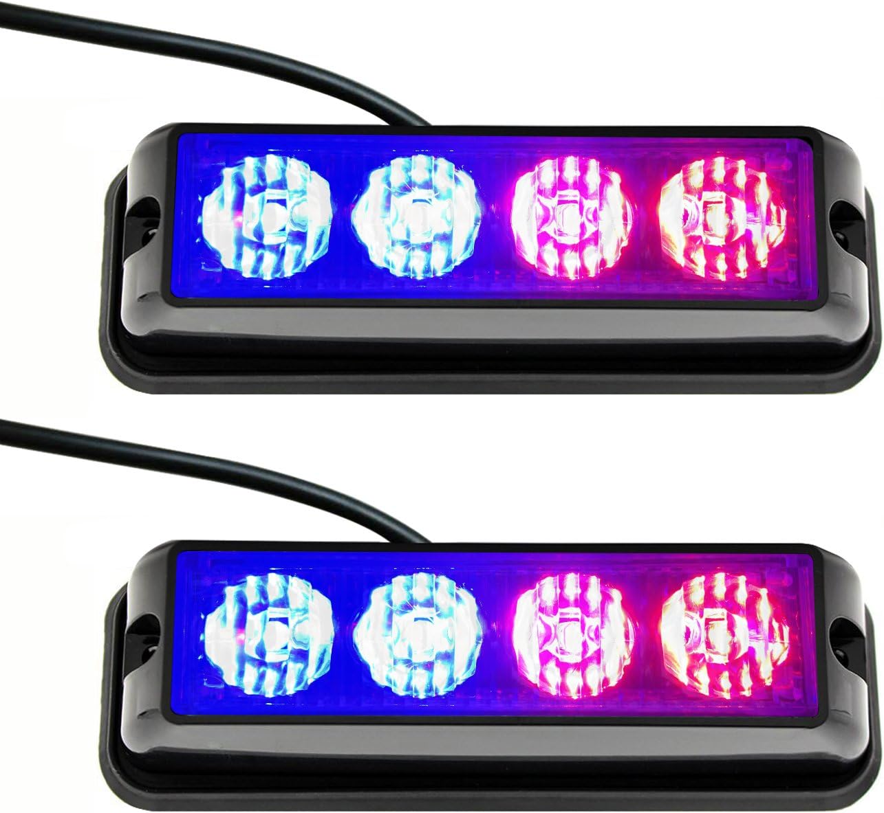 2 luces estroboscópicas de emergencia de 4 LED para camiones de 12-24 V, luz intermitente de advertencia de montaje en superficie, barra de luz de