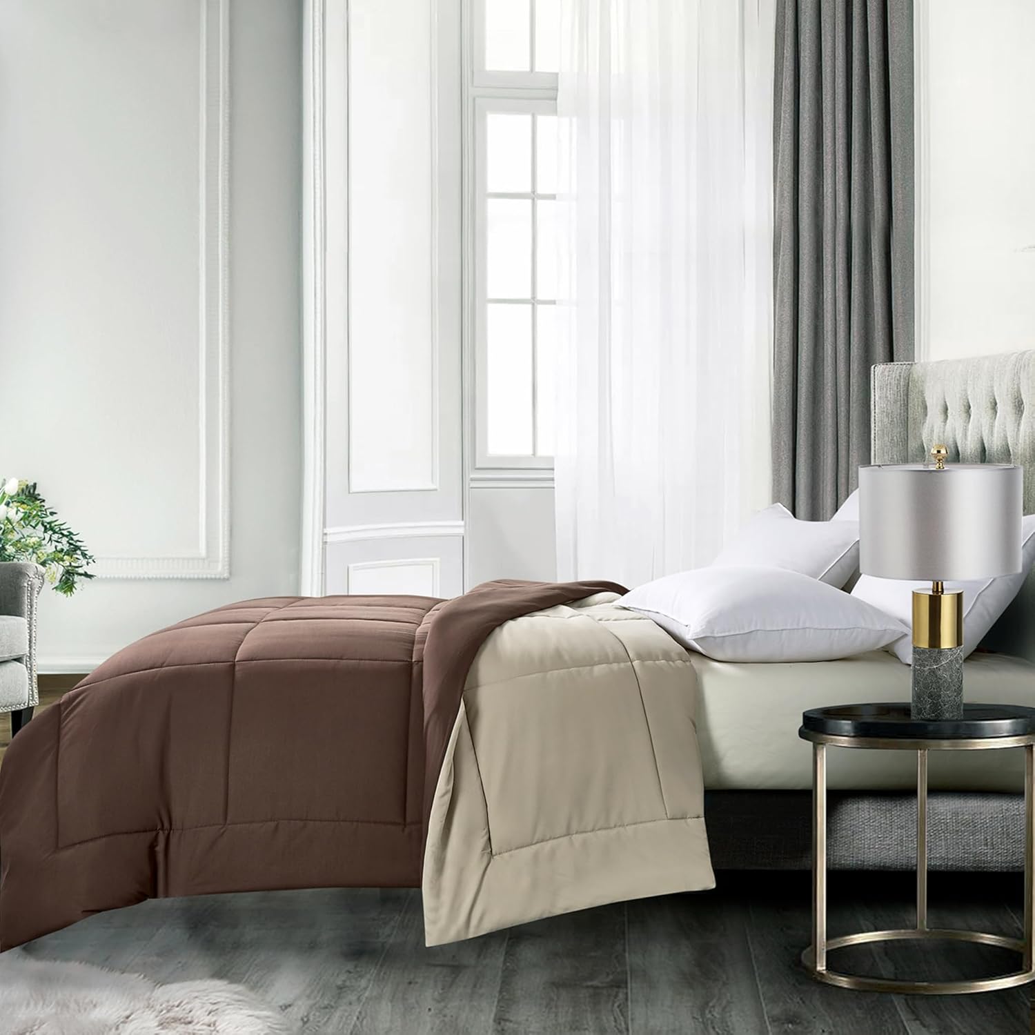 Blue Ridge Home Fashions – Edredón sintético de microfibra para todas las estaciones, relleno de poliéster hipoalergénico, Full Queen