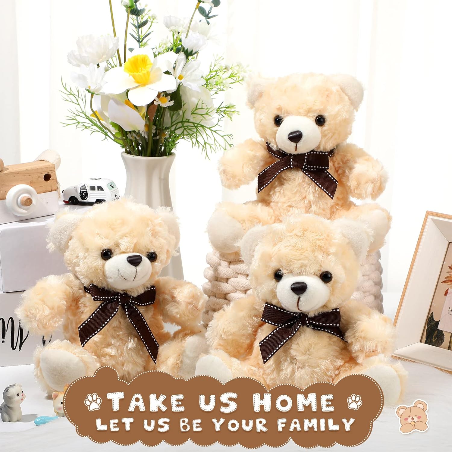 Jenaai 15 piezas de osos de peluche de osos de 8 pulgadas, osos suaves a granel con lazo de cinta, regalo de San Valentín, cumpleaños, baby shower,