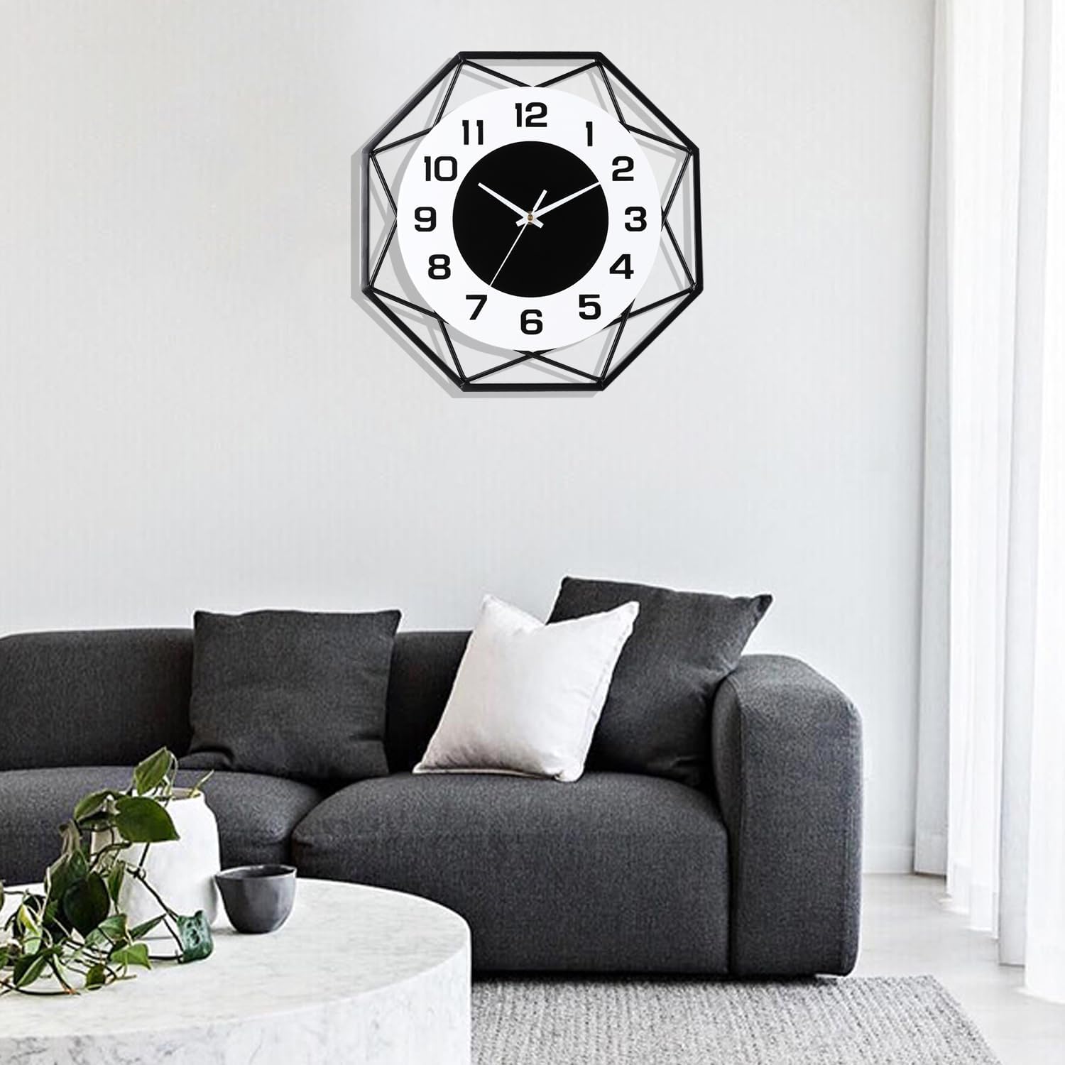Reloj de pared decorativo de 14.2 pulgadas, reloj de pared silencioso de cuarzo de calidad sin tictac, funciona con pilas, reloj de pared grande