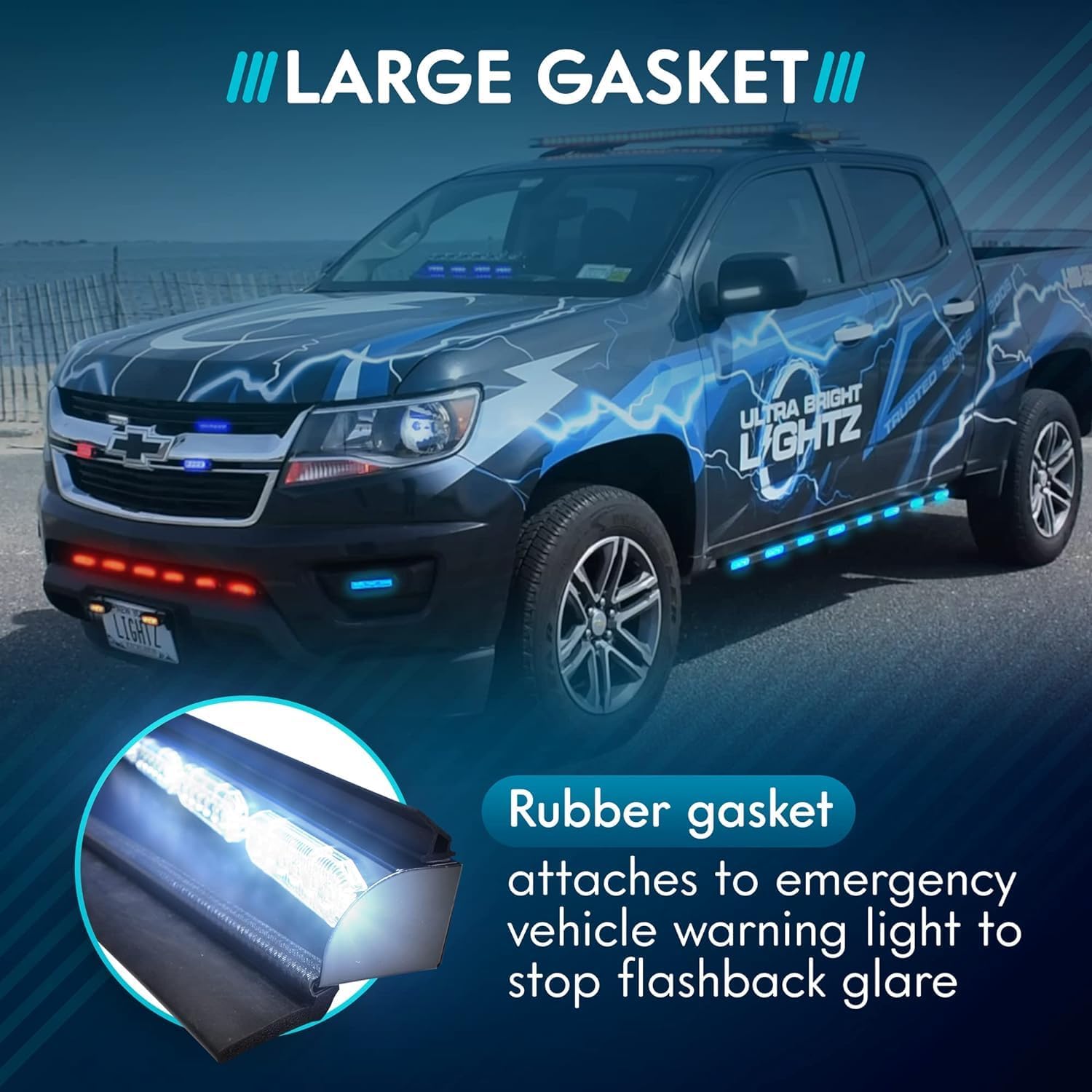Ultra Bright Lightz 18 pulgadas  Junta grande  Elimina advertencia de emergencia visera Dash Stick montaje superficie luz parabrisas protector de