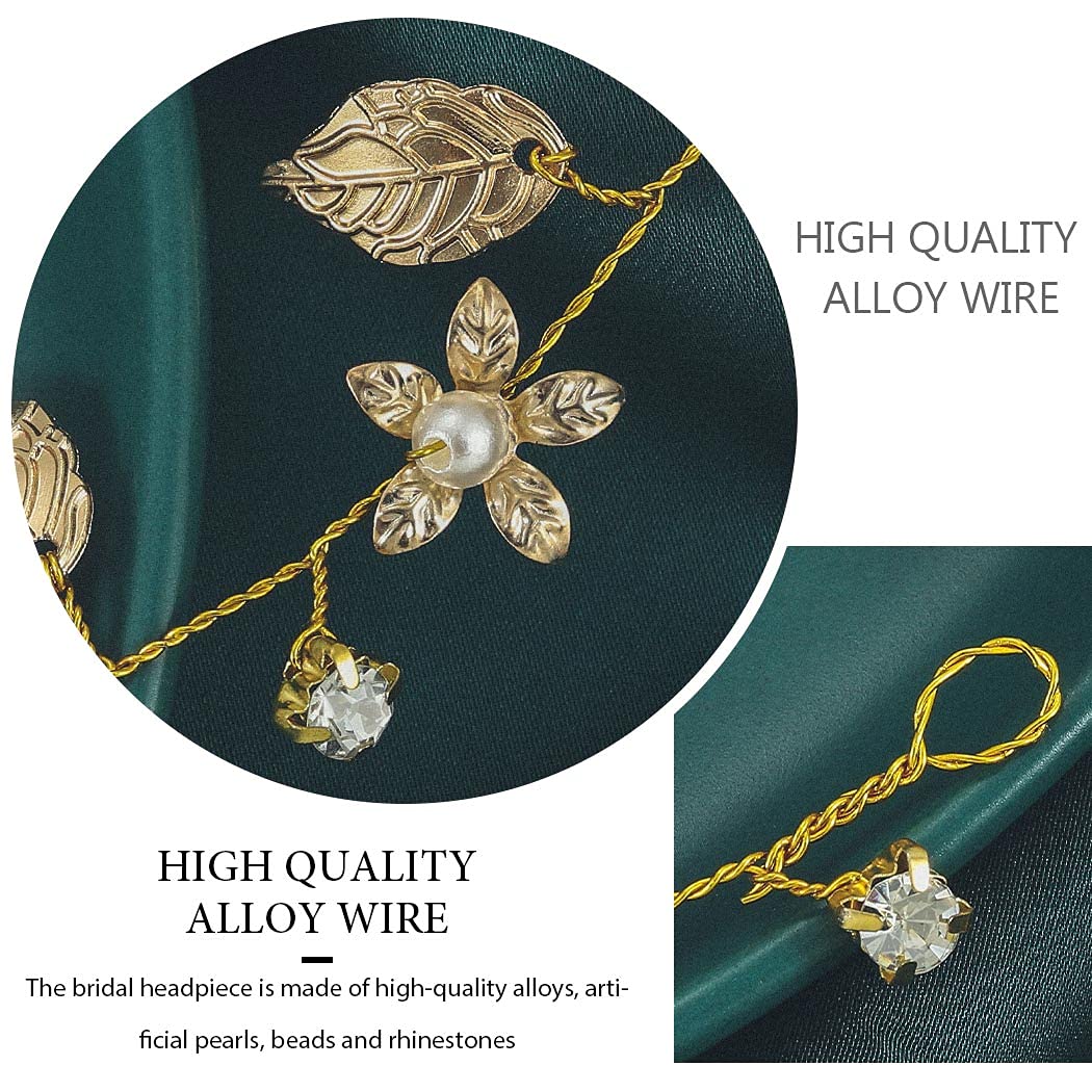 Yean Diadema de novia para el pelo de la boda con hojas doradas, accesorios de novia para mujer (dorado) (dorado)