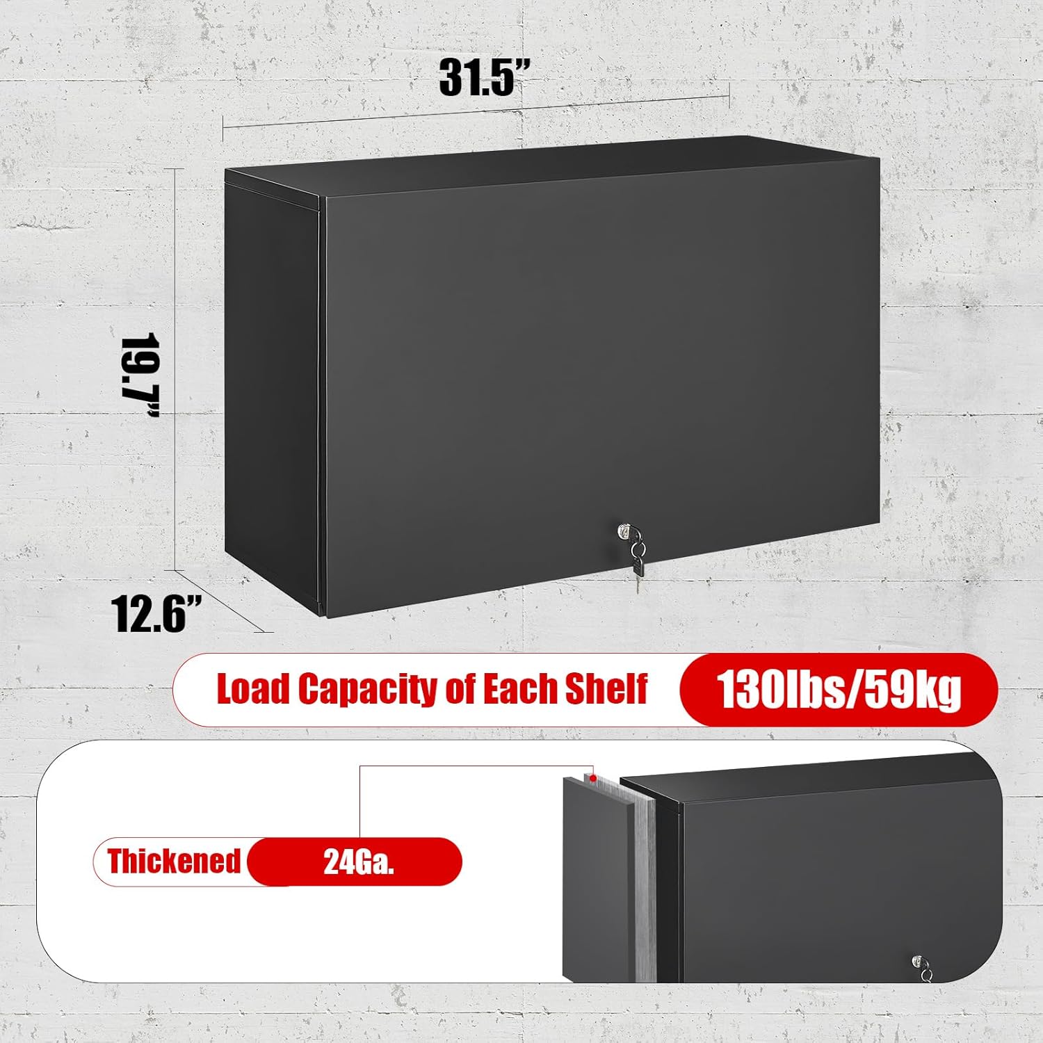 Armario de almacenamiento de pared de metal con puerta abatible, estante ajustable, gabinete de metal colgante de garaje, armarios superiores