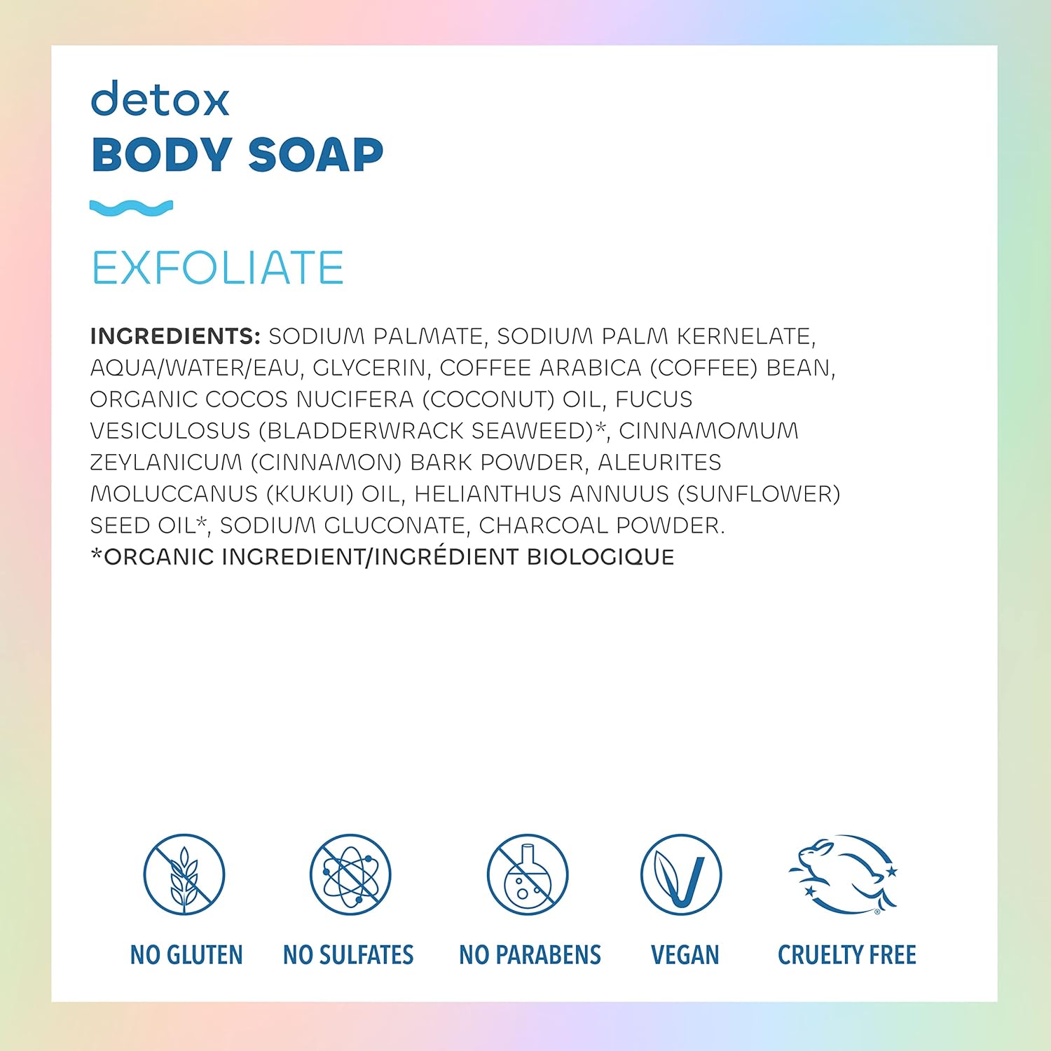 Seaweed Bath Co. Detox – Jabón en barra corporal y facial, 3.75 onzas (paquete de 2), algas marinas cosechadas de forma sostenible, carbón, ceniza