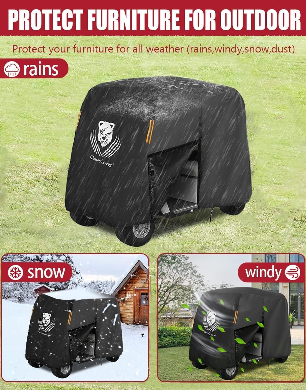 246 Passenger Golf Cart Covers,Waterproof Outdoor Heavy Duty Fadeless All Weather 246-Seater Golfcart Cover Accessories Fits for EZGO,Club
