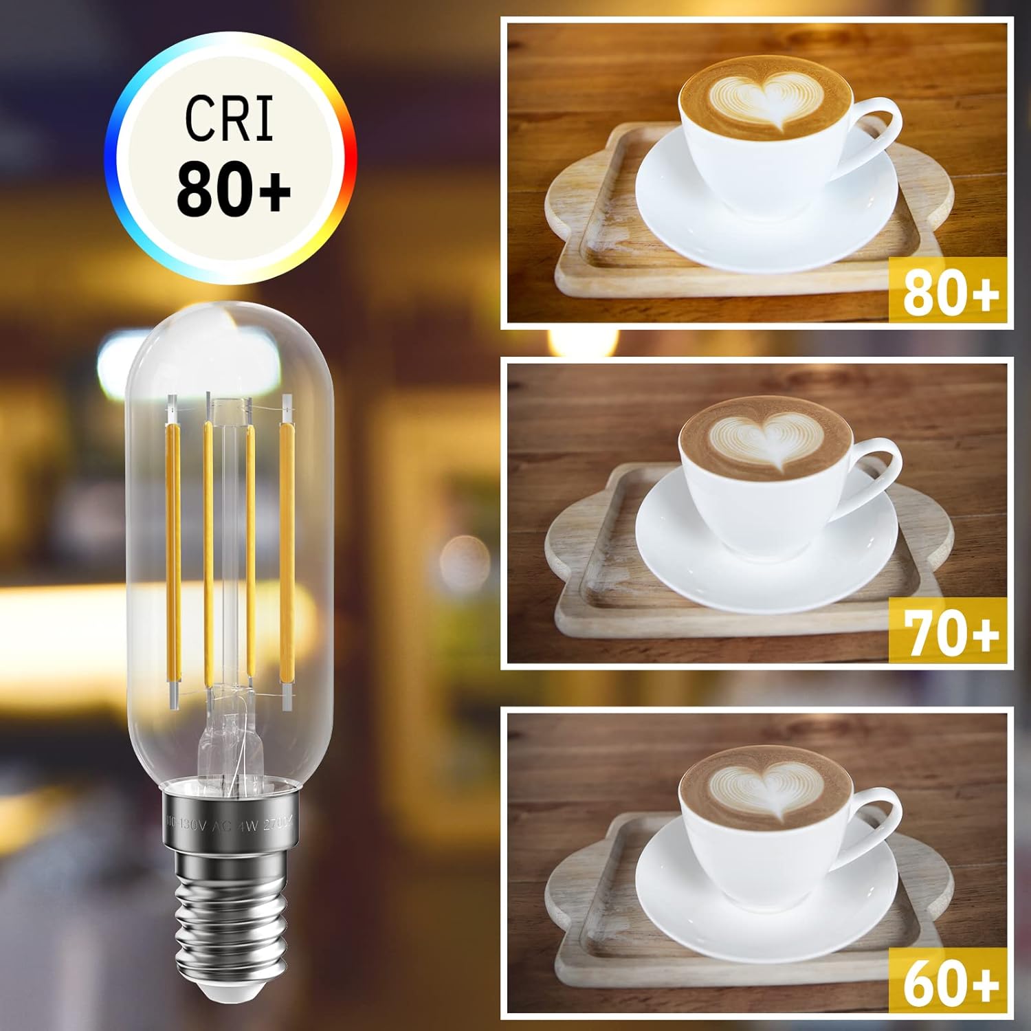 SHINESTAR Paquete de 8 bombillas LED E12, equivalente a 40 W, blanco suave de 2700 K, base de candelabro, bombillas Edison T6, regulables