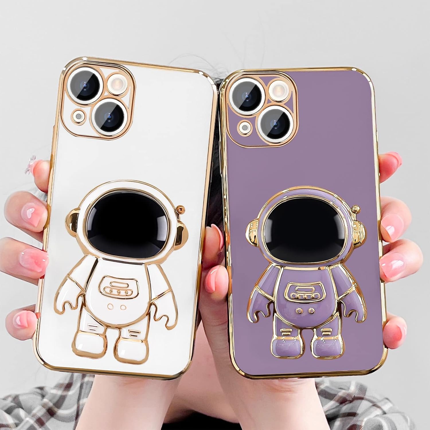 Pepmune Funda para iPhone 15, lindo soporte de astronauta 3D con 2 protectores de pantalla protección de cámara Soporte de silicona suave a prueba