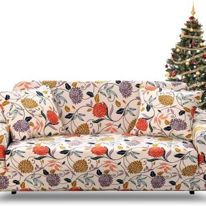 FIGOOO Funda elástica para sofá de 3 plazas, de 1 pieza, con estampado, de elastano, con 2 fundas de almohada, funda elástica universal para sofá, FIGOOO Funda elástica para sofá de 3 plazas, de 1 pieza, con estampado, de elastano, con 2 fundas de almohada, funda elástica universal para sofá,