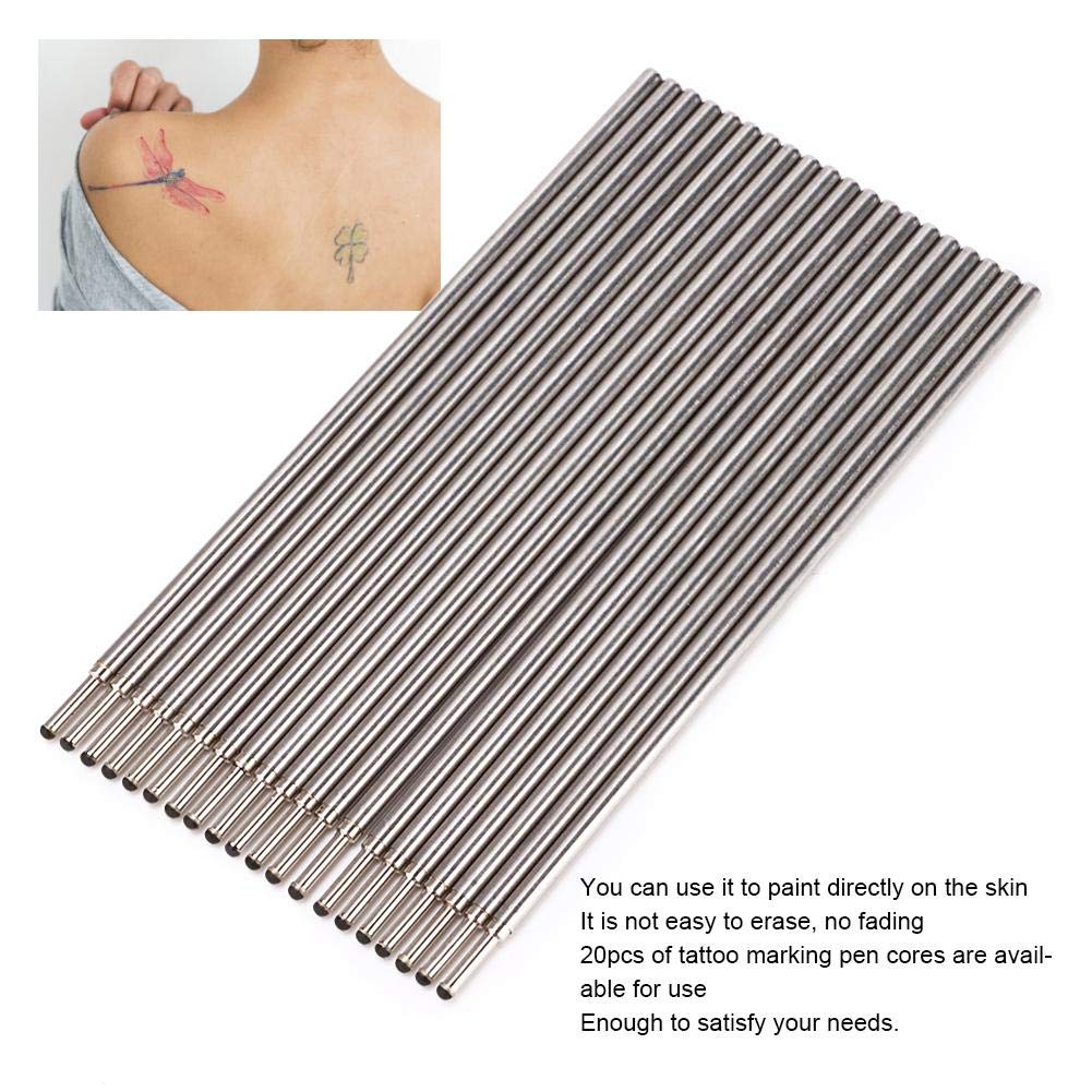 20 unidadescaja de piercings de tatuaje, punta de aleación, puntas de puntas, líneas de rotulador, rotulador de piel para tatuaje, núcleos,