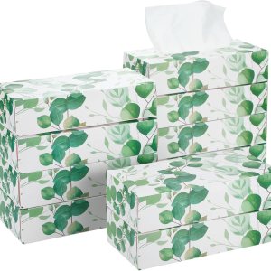 Paquete de 12 cajas de pañuelos faciales suaves a granel, caja de 2 capas, hojas de eucalipto verdes, cajas de pañuelos faciales lisas, caja plana Paquete de 12 cajas de pañuelos faciales suaves a granel, caja de 2 capas, hojas de eucalipto verdes, cajas de pañuelos faciales lisas, caja plana