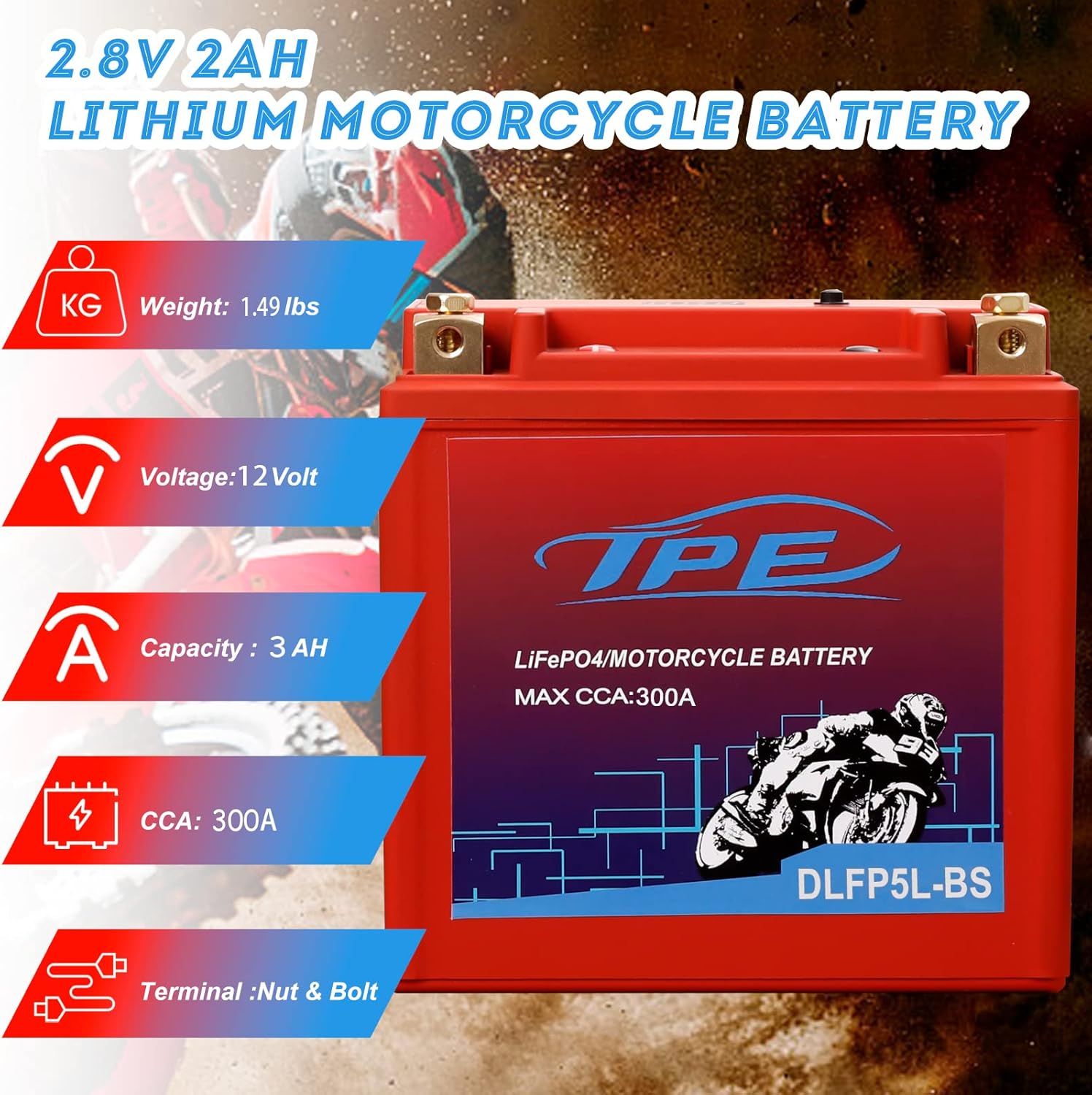 LiFePO4 – Batería de litio para motocicleta, batería de litio Powersport de 12 V con sistema inteligente de gestión de batería y LCD, baterías de
