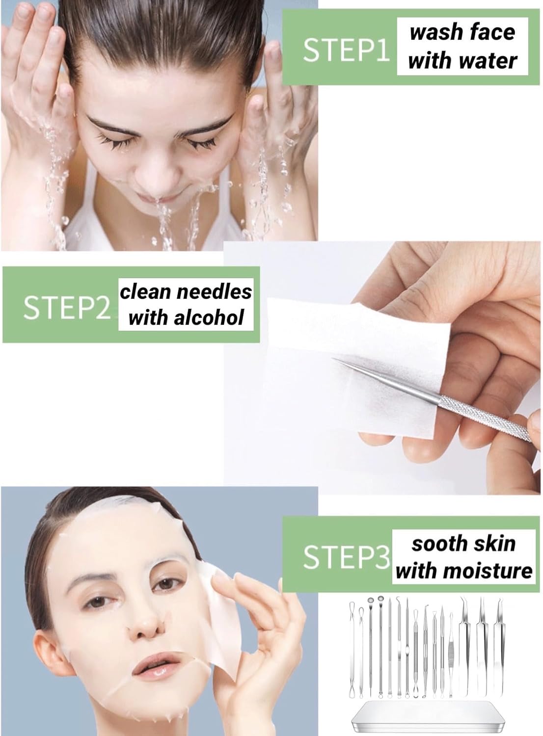 BIVIZKU Kit de herramientas para eliminar puntos negros, kit de 5 piezas, kit profesional de eliminación de acné de acero inoxidable para nariz y