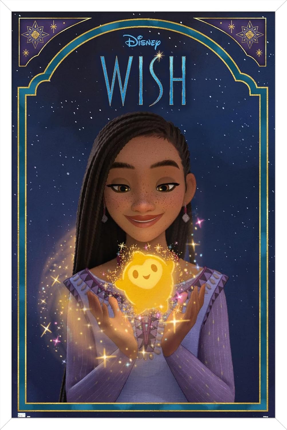 Trends International Disney Wish – Póster de pared de Asha & Star, 22.37 x 34.00 pulgadas, versión enmarcada en blanco