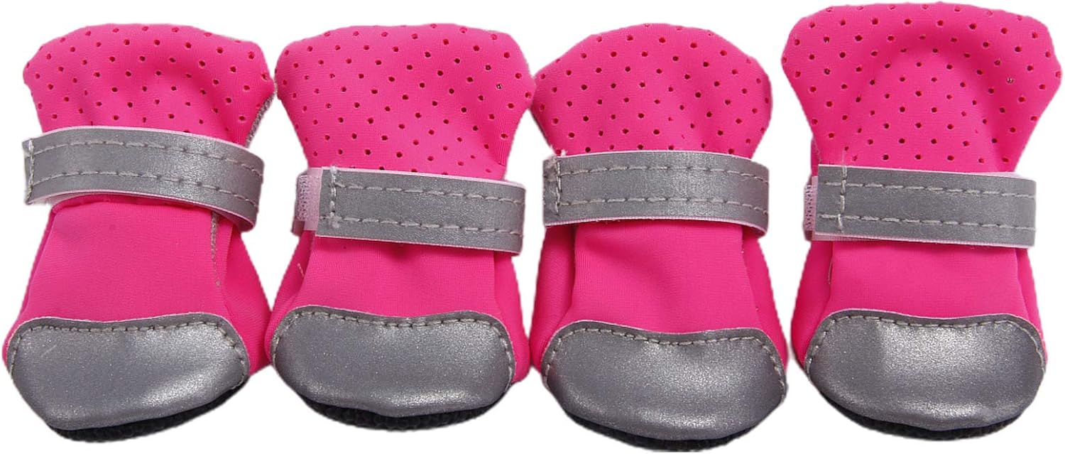 Zapatos para mascotas, botas para perro, protegen las patas del perro, 4 piezas reflectantes para perros, zapatos de cachorro de Pomerania, Teddy