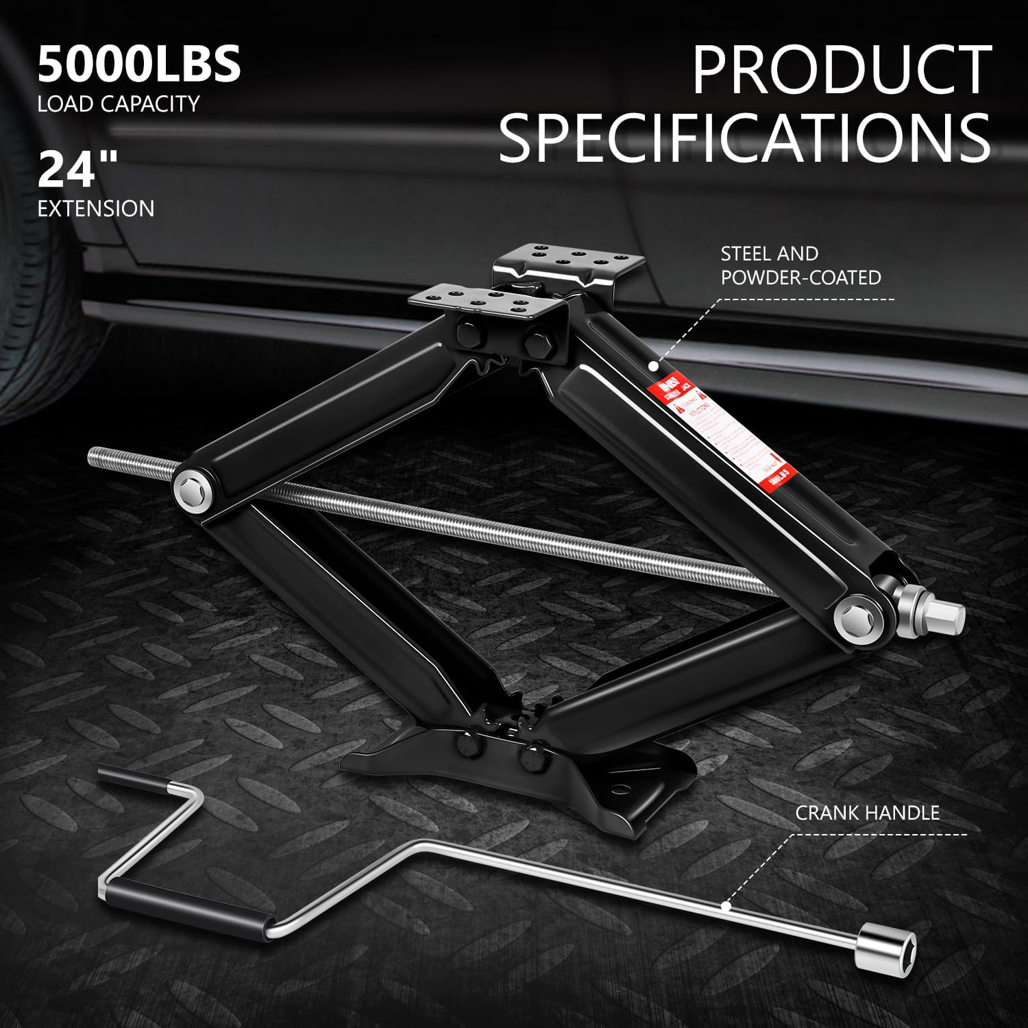 DNA MOTORING TOOLS-00330 – Paquete de 2 gatos de tijera estabilizadores de remolque de 5000 libras con manivela de velocidad, altura de 4-24