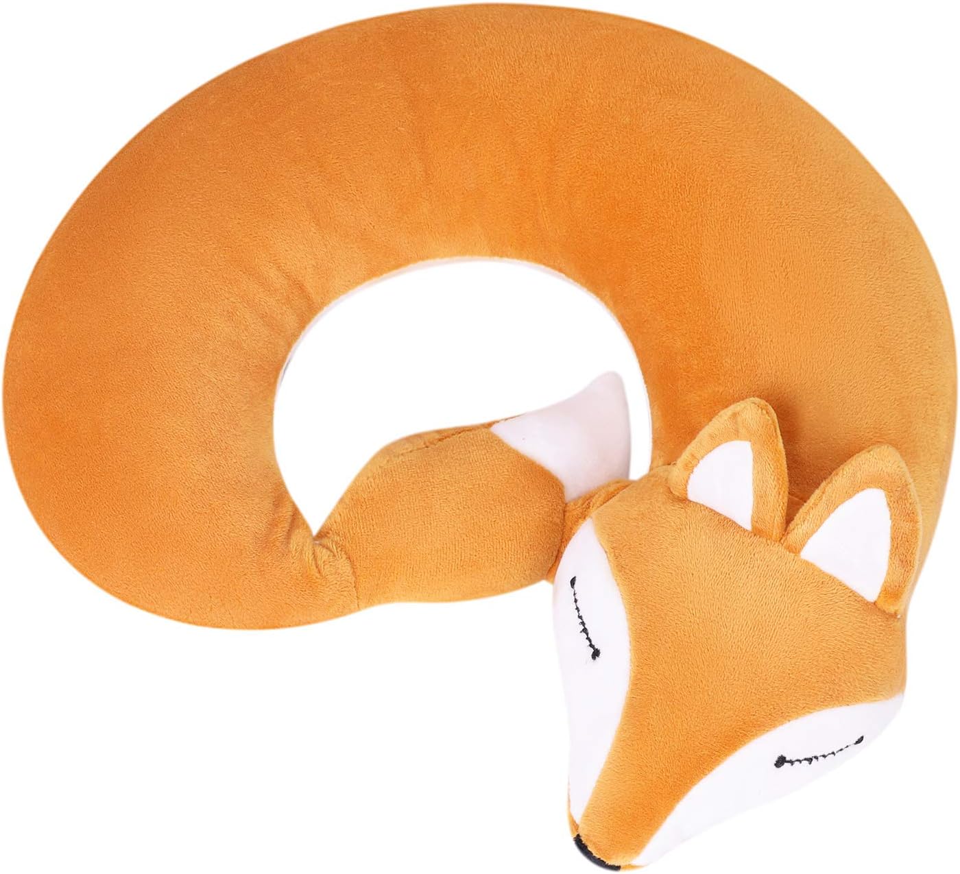 ITODA Almohada de viaje en forma de U en forma de zorro en avión, soporte para cuello, mentón, cojín para dormir, compacto, portátil, para lavado de