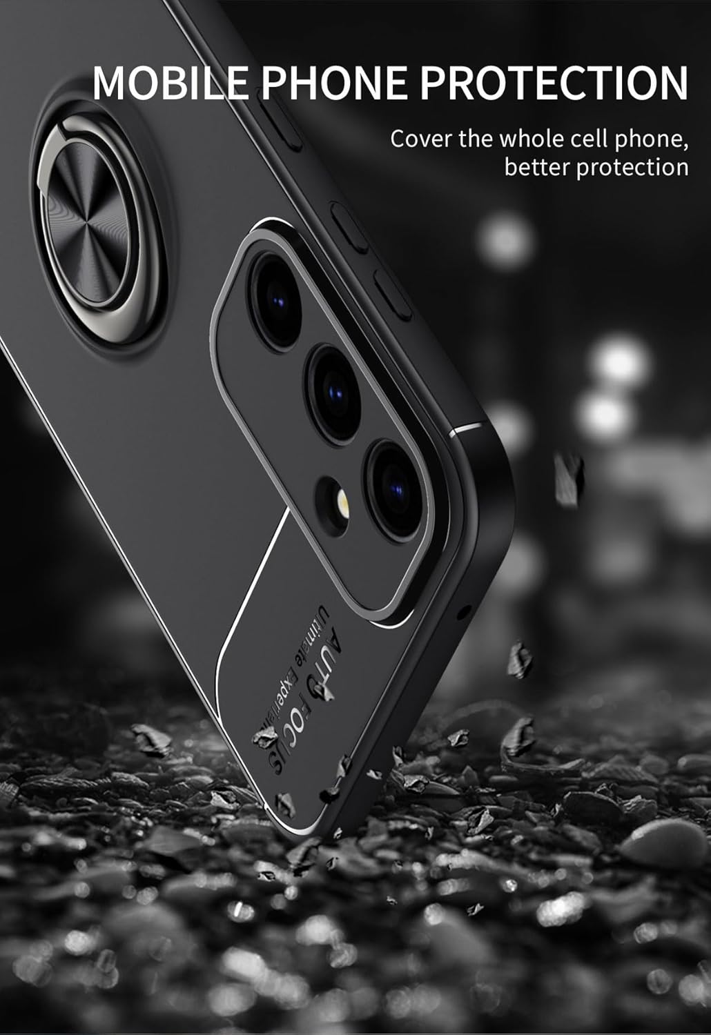 Asuwish Funda de teléfono para Samsung Galaxy S23 FE 5G con protector de pantalla de vidrio templado y soporte de anillo de soporte de TPU suave,