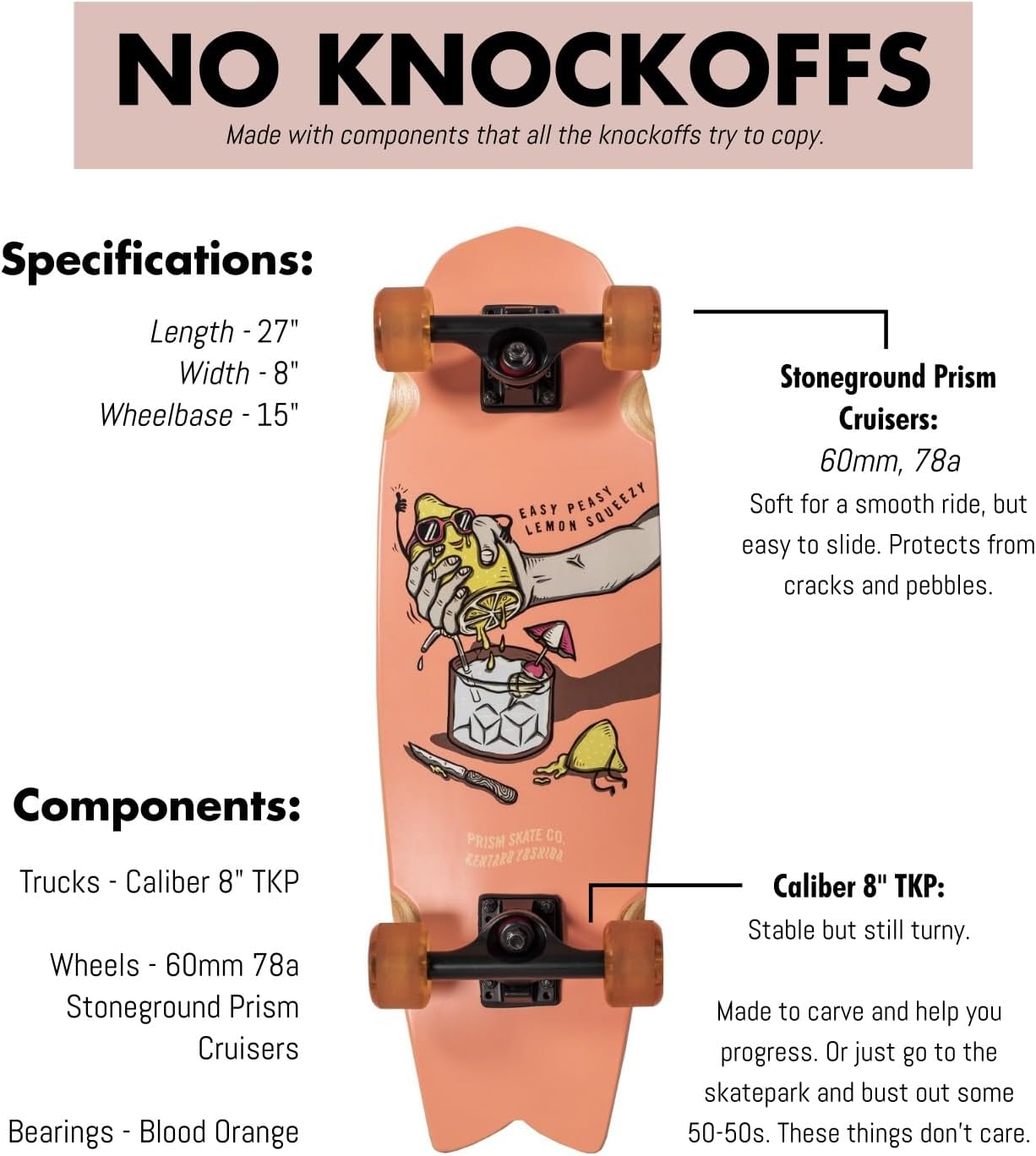Prism Skateboards Mini Cruiser Longboard – Varios gráficos, para principiantes, cruceros, viajes, universidad, adultos y niños.