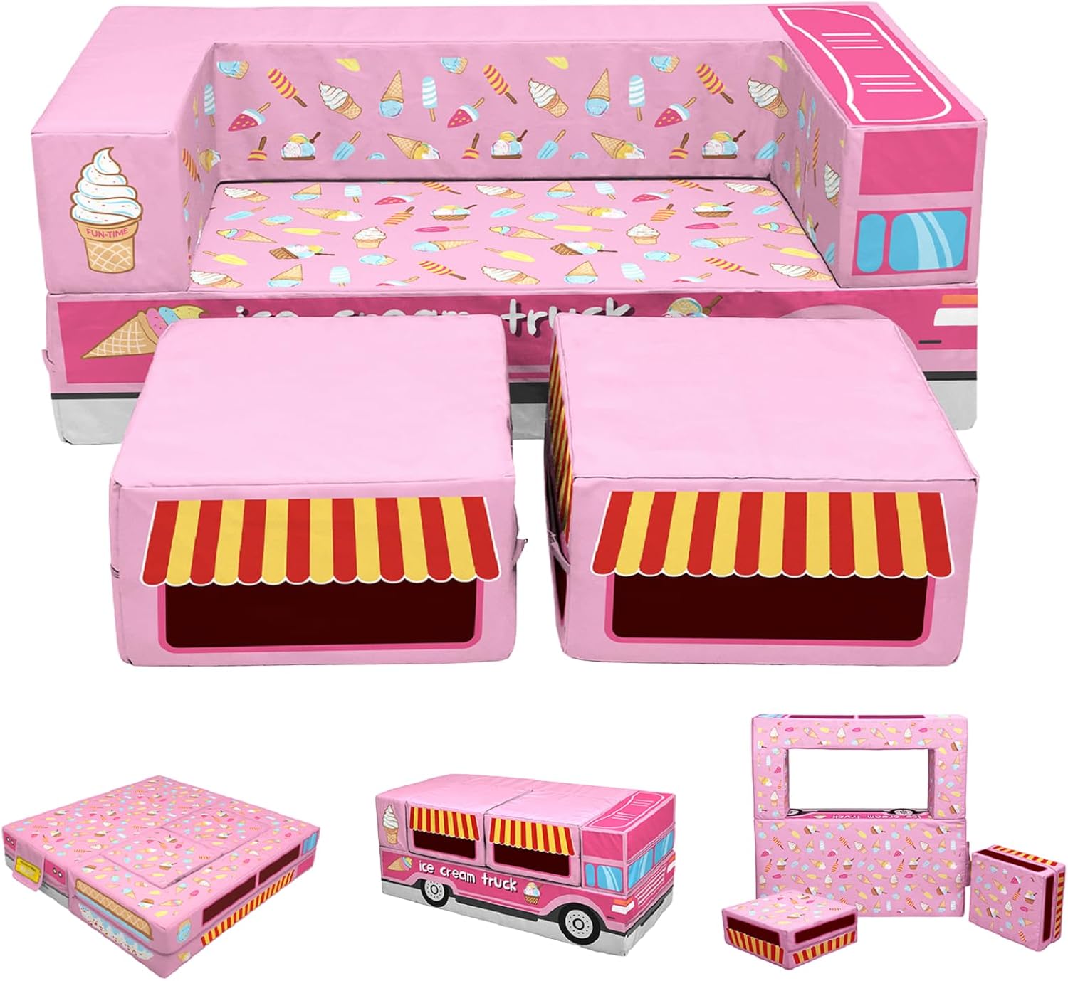 Sofá modular para niños, sofá modular para dormitorio, sala de juegos, sofá plegable para niño y niña imaginativo, sofá convertible con fundas
