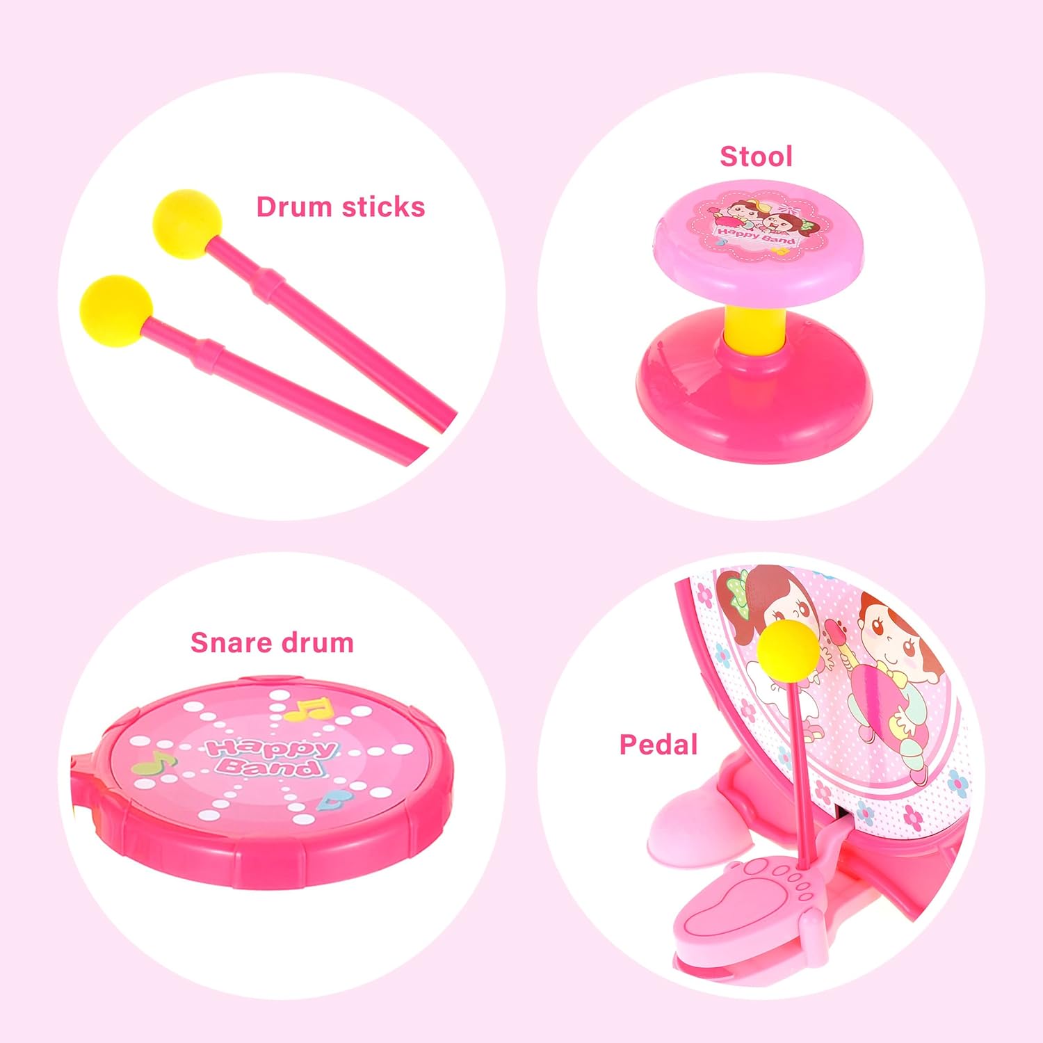 PowerTRC Juego de teclado y batería 2 en 1 de lujo para niños  El juego de instrumentos musicales para niños viene con juego de batería, piano y