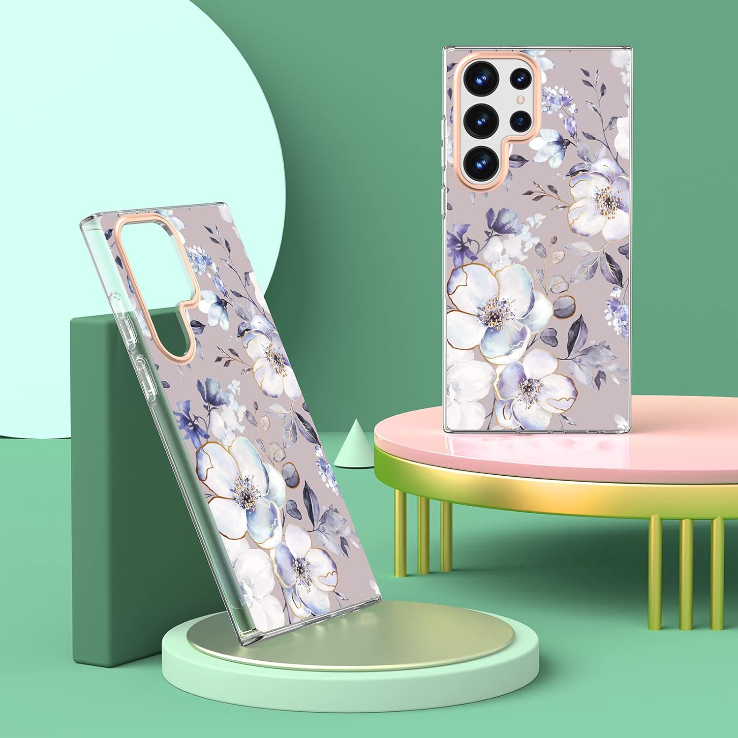 MILPROX Funda compatible con Samsung Galaxy S23 Ultra Flower, bonito diseño de funda para niñas y mujeres, a prueba de golpes, patrón floral, parte