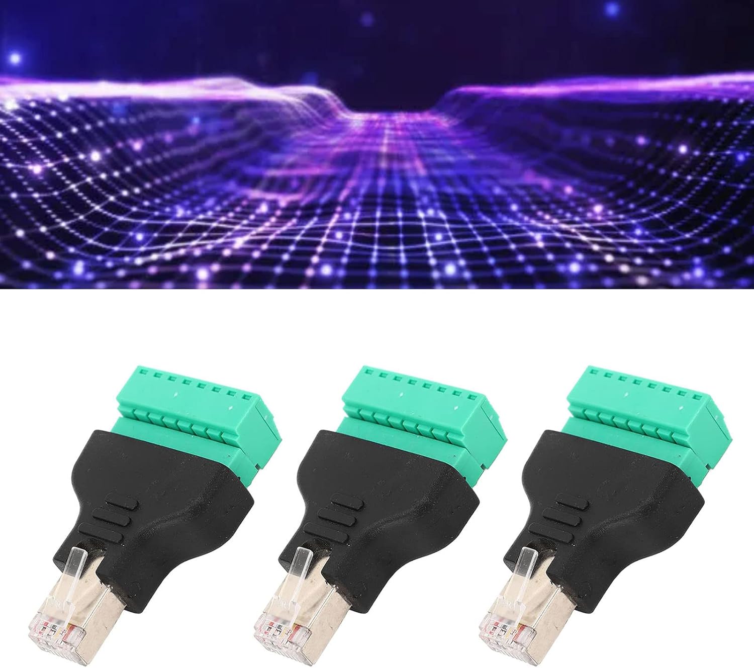 RJ45 Breakout, conector adaptador de terminal de tornillo RJ45, paquete de 3 conectores RJ45 hembra a conector de terminal de tornillo de 8 pines