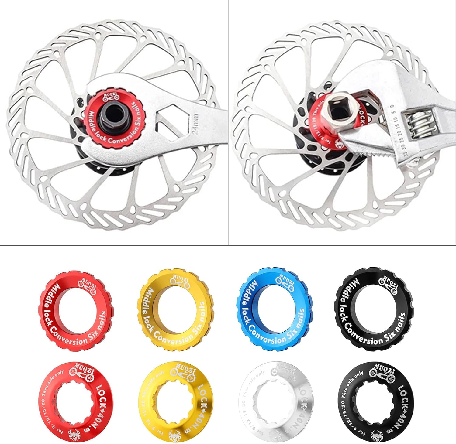 Centerlock Anillos de bloqueo de rotor Bujes de bicicleta Cerradura central Cerradura central Bloqueo de ruedas Ejes de cilindros Anillos de bloqueo