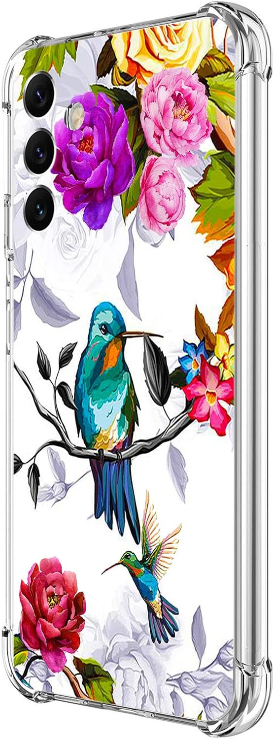 Beaucov Funda para Galaxy A54 5G, colibrí en flores, protección contra caídas de pájaros, a prueba de golpes, carcasa protectora de cuerpo completo