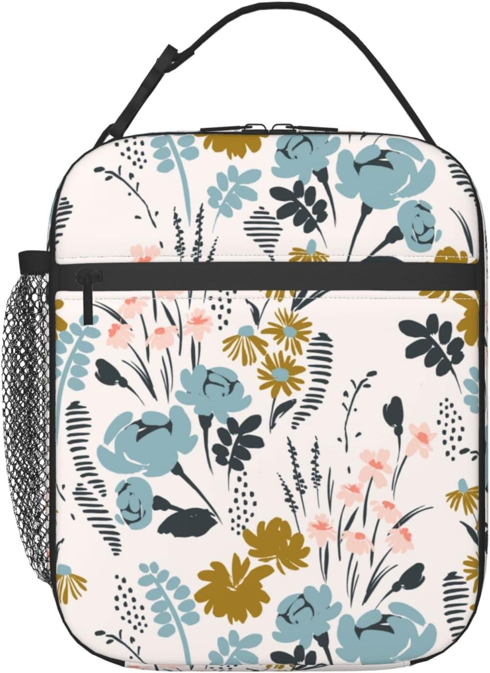 Bolsa de almuerzo con patrón floral, doble aislamiento, a prueba de fugas, bolsa de mano, organizador de almuerzo para trabajo, picnic, viajes,