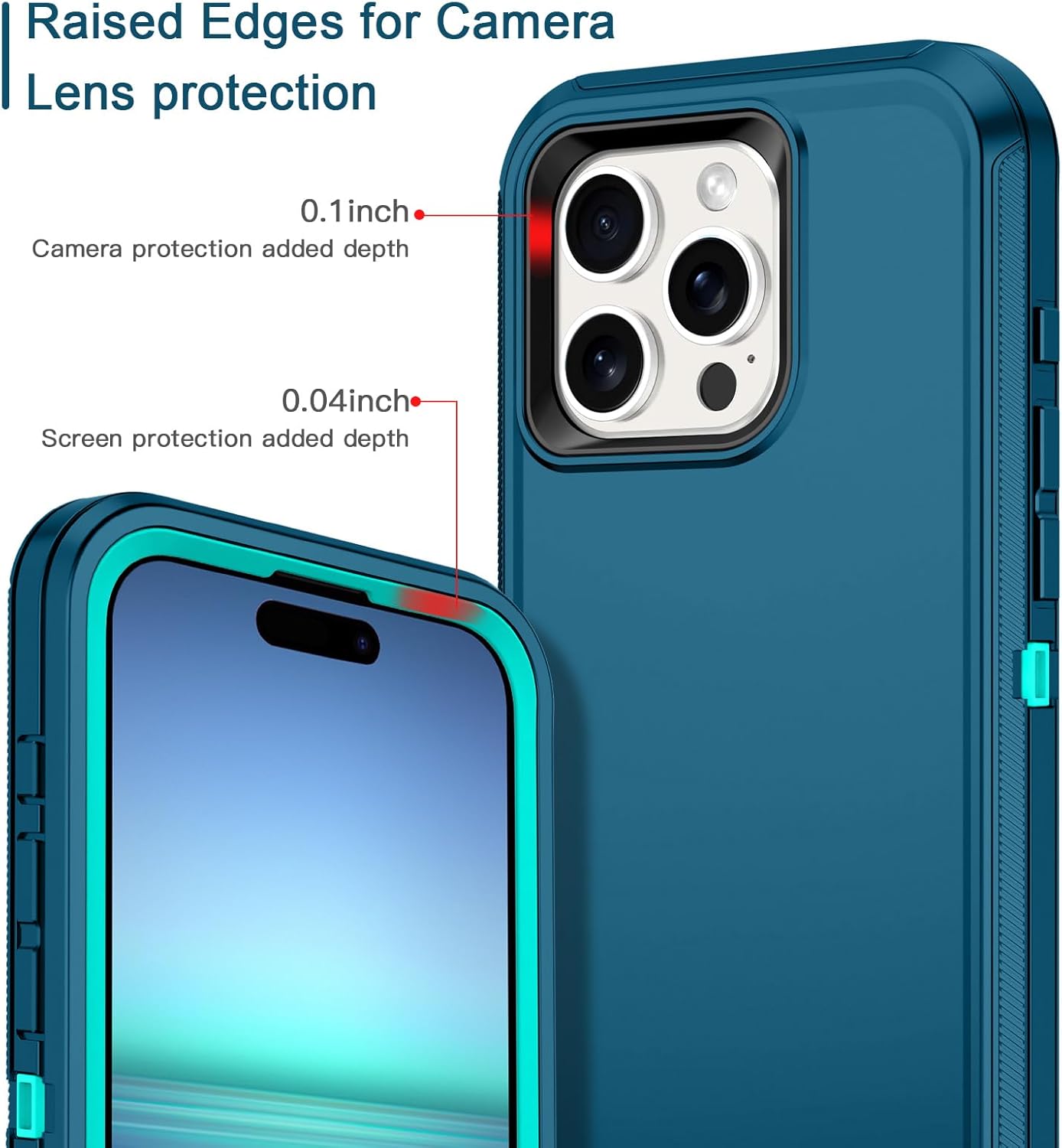 I-HONVA Funda para iPhone 15 Pro a prueba de golpes, a prueba de polvo y caídas, 3 capas de protección de cuerpo completo sin protector de pantalla,