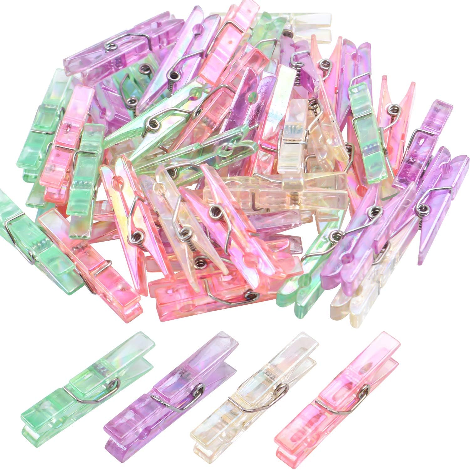 Mini clips de plástico, 50 piezas de clips de fotos de plástico de colores, pinzas de papel para manualidades, 1.4 x 0.2 x 0.3 in